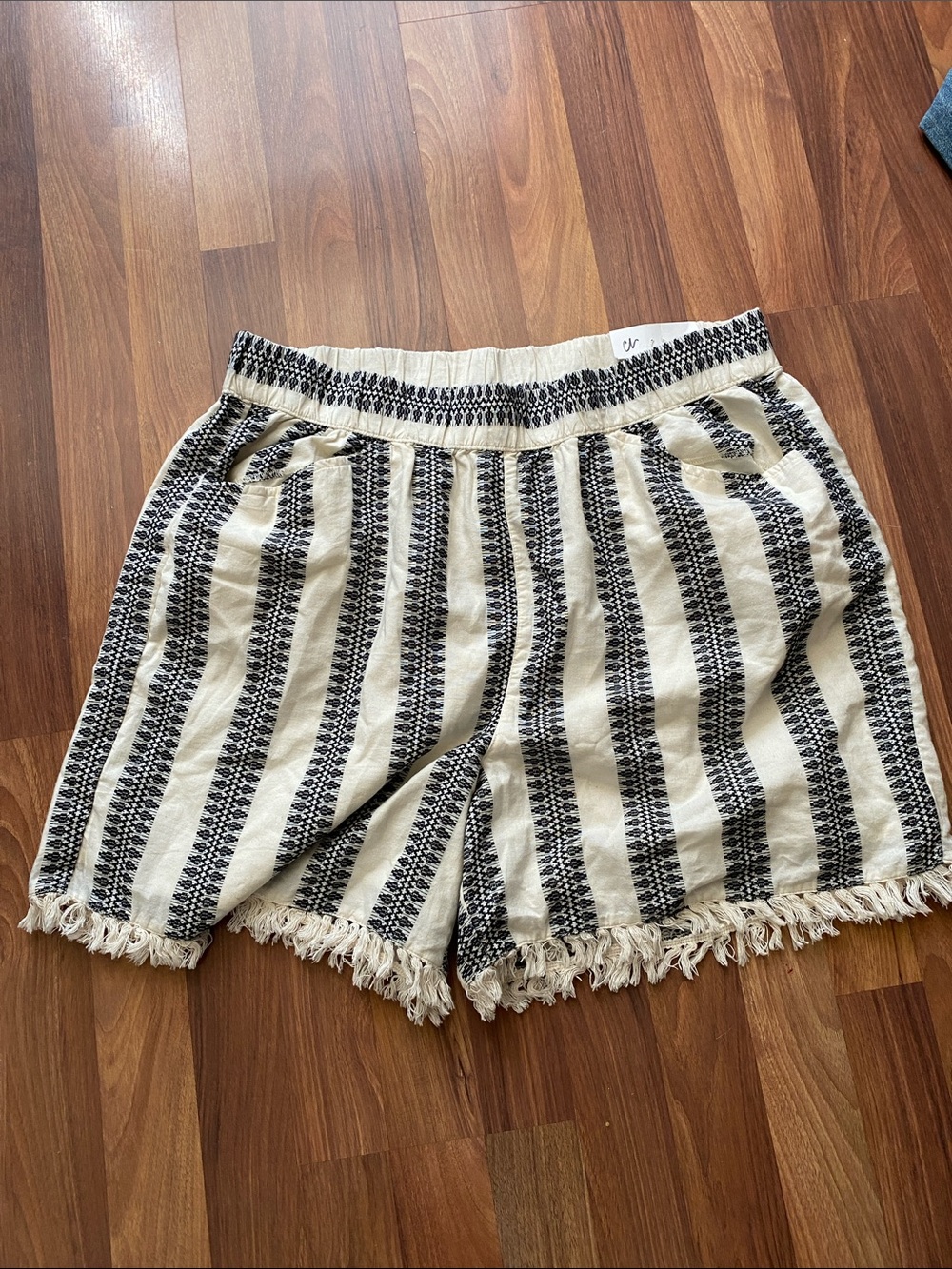 Lane bryant Striped Fringe Hem Women's Cotton 14/16 - Black & Cream nwt